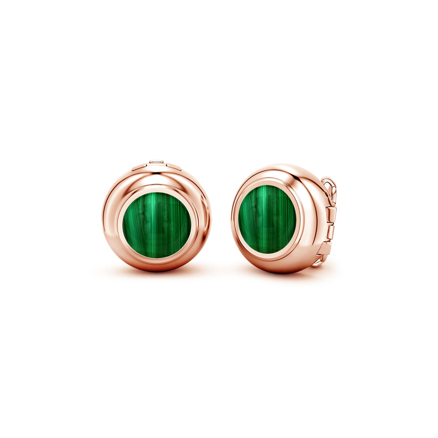 Angara 4.24 Ctw Round Malachite Men's Button Cover In Gold